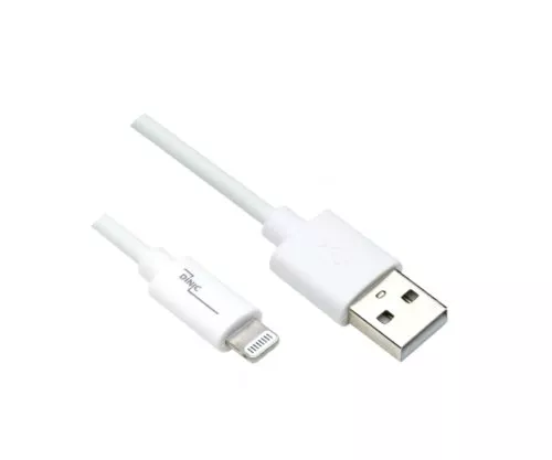 USB A to Lightning cable, white, DINIC box with Euro hole, 0.5m